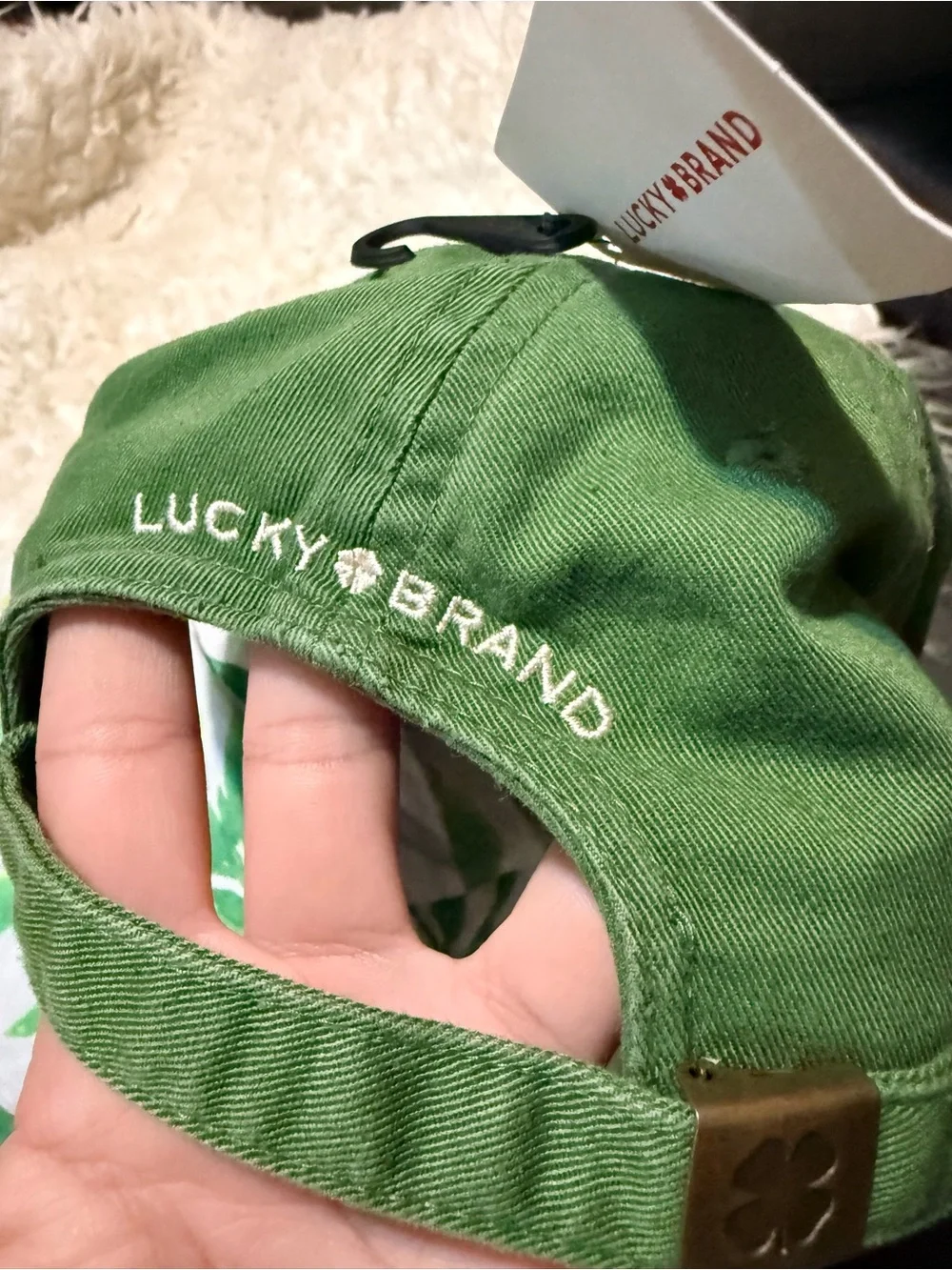 Lucky Brand Forest Green Clover Patch Baseball Hat